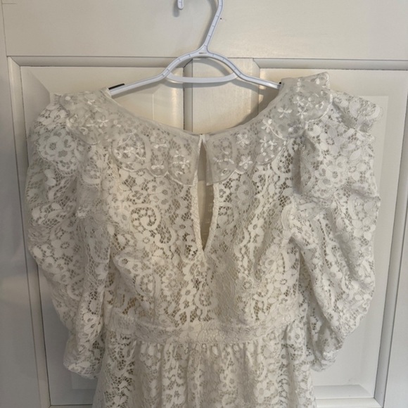 New! For Love & Lemons Santo Eyelash Lace Ruffles Romper White 3399 - Picture 11 of 15